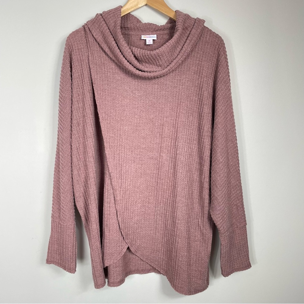LulaRoe Kristen waffle knit layered top Sz M